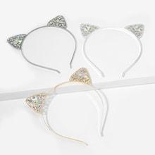 Shein Girls Rhinestone Ear Decorated Headband 3pcs