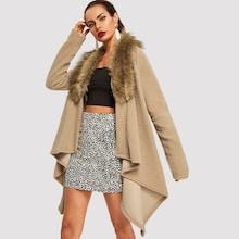 Shein Asymmetrical Hem Open Front Teddy Coat