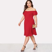Shein Plus Puff Sleeve Off Shoulder Dress