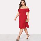 Shein Plus Puff Sleeve Off Shoulder Dress