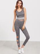 Shein Heather Grey Mesh Insert T-shirt With Drawstring Shorts