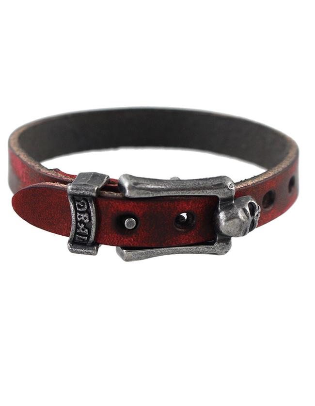 Shein Red Pu Leather Skull Bracelet