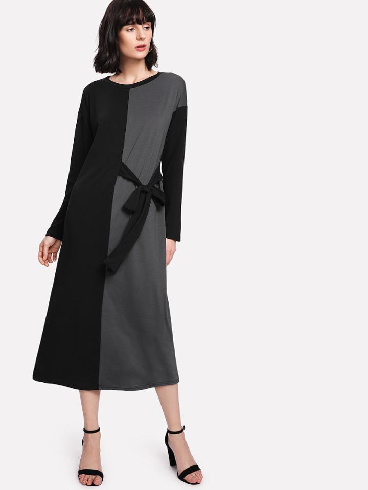 Shein Colorblock Tie Side Dress