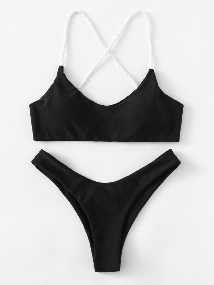 Shein Criss Cross High Leg Bikini Set