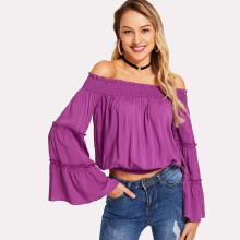 Shein Frilled Bell Sleeve Bardot Blouse