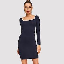 Shein Contrast Binding Square Neck Dress