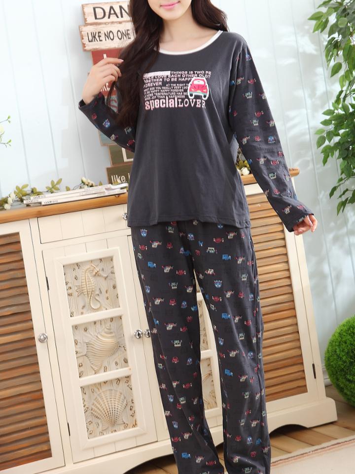 Shein Car Print Tee & Pants Pj Set