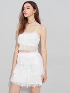Shein Frill Trim Sheer Cami Top With Tiered Skirt