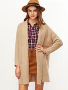 Shein Apricot Shawl Collar Dolman Sleeve Sweater Coat