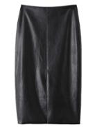 Shein Black Split Front Zipper Back Pu Pencil Skirt