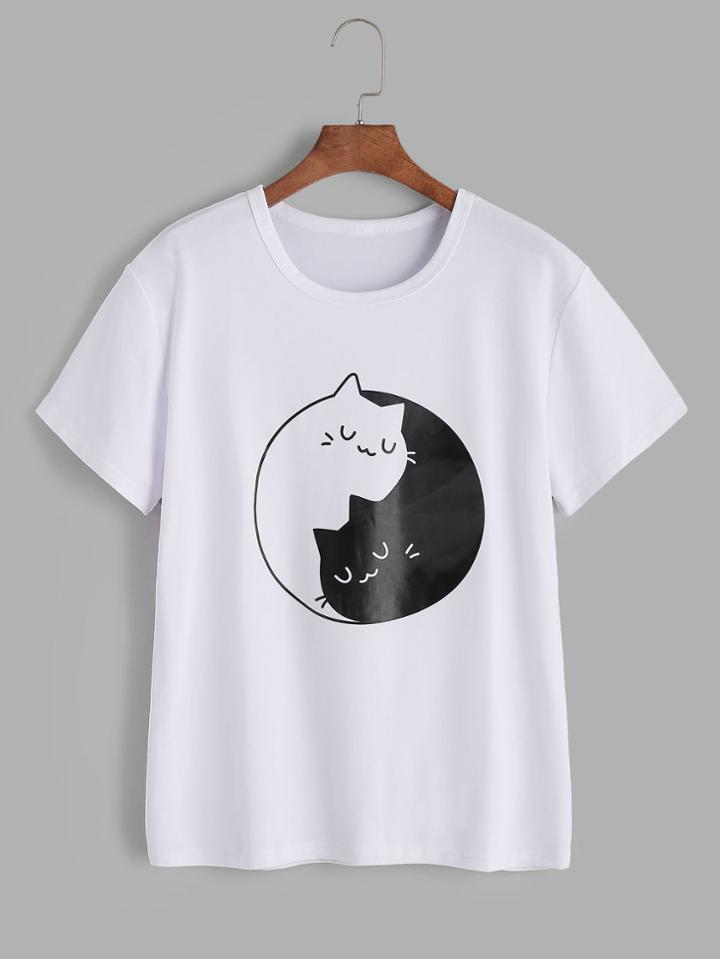 Shein Cats Print Tee