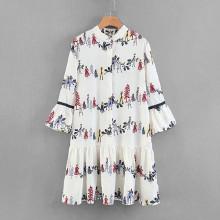Shein Cartoon Print Ruffle Trim Shirt Dress