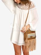 Shein White Crochet Yoke Long Sleeve Chiffon Dress