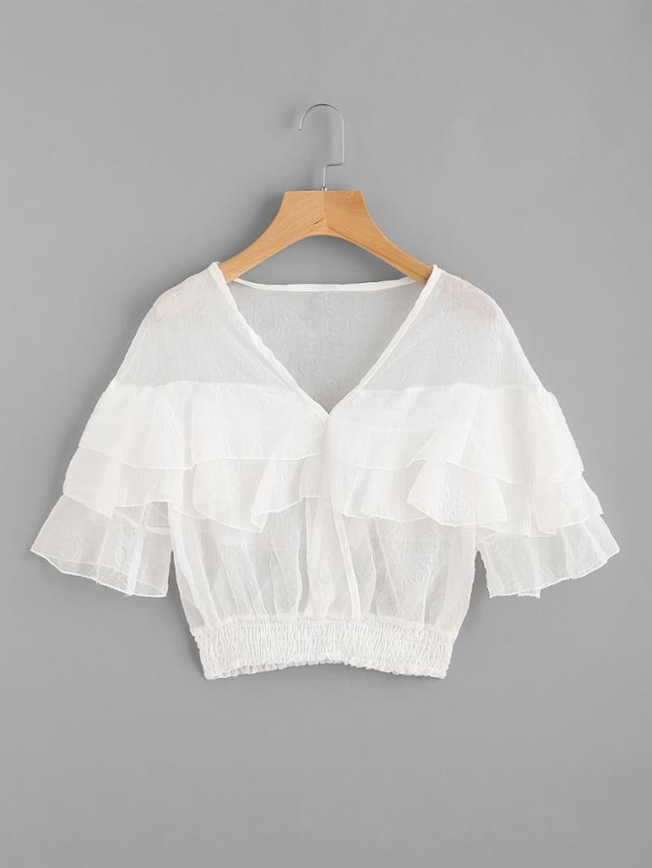 Shein Tiered Frill Trim Sheer Organza Top