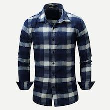 Shein Men Plaid Curved Hem Shirt