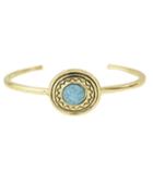 Shein Simple Design Gemstone Blue Metal Cuff Bracelet