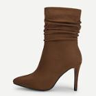 Shein Point Toe Ruched Stiletto Boots