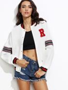Shein White Long Sleeve Patch Buttons Jacket