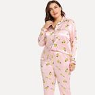 Shein Plus Pineapple Print Button Up Pajama Set
