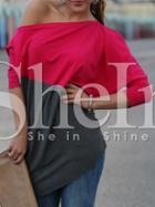 Shein Grey Color Block Asymmetric T-shirt