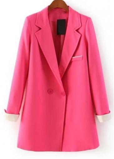 Rosewe Attractive Turndown Collar Long Sleeve Woman Blazer Rose