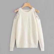 Shein Cold Shoulder Beaded Sweater