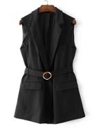 Shein Flap Pocket Self Tie Vest With Ring Detail