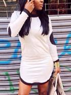 Shein White Contrast Elbow Patch Tshirt Dress