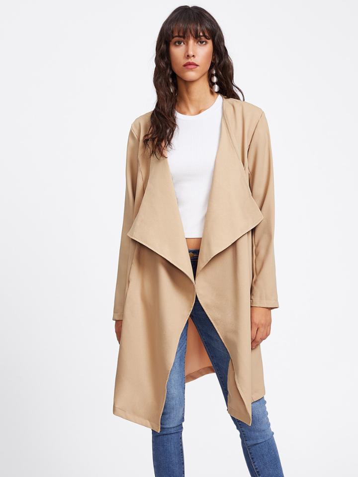 Shein Tie Waist Open Front Draped Coat