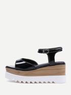 Shein Patent Leather Cork Heel Wedge Sandals