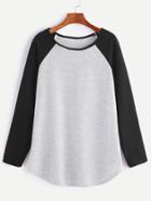 Shein Contrast Raglan Sleeve Elbow Patch T-shirt