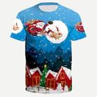 Shein Men Christmas Santa Claus And Elk Print Tee