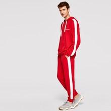 Shein Men Two Tone Drawstring Hoodie And Sweatpants Set