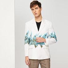 Shein Men Single Breasted Leaf Print Blazer