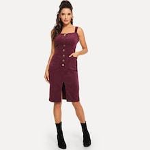 Shein Button & Pocket Front Split Shell Dress