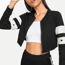 Shein Zip Up Varsity Striped Crop Jacket