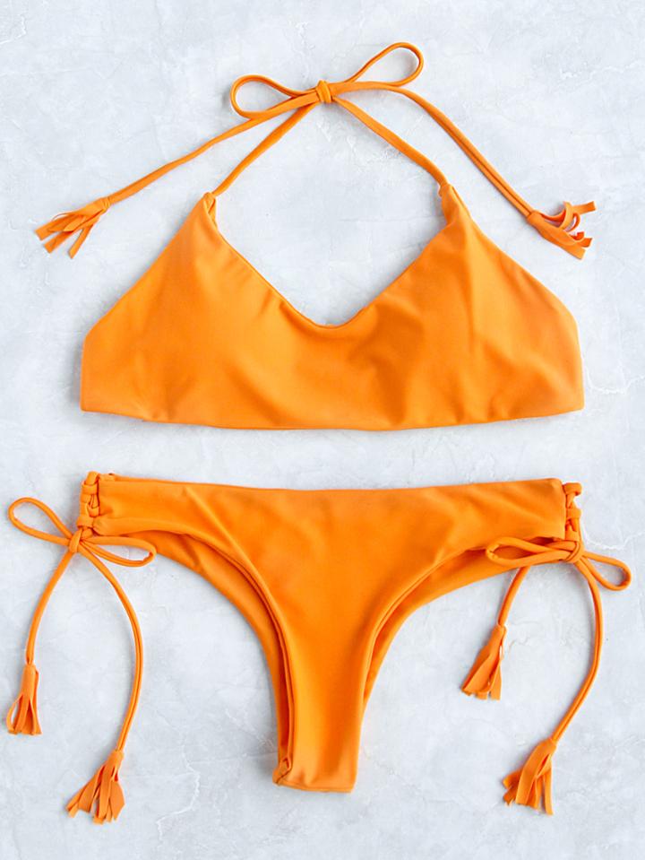 Shein Side Tassel Halterneck Bikini Set