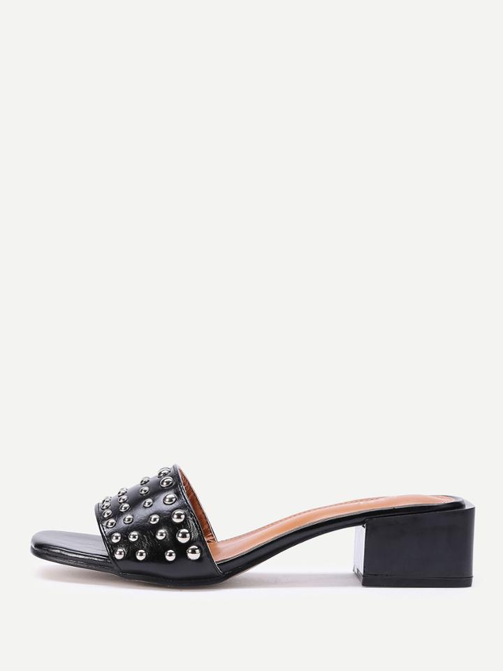 Shein Studded Decorated Pu Heeled Sandals