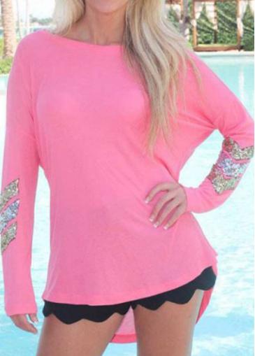 Rosewe Sequin Embellished Neon Pink T Shirt