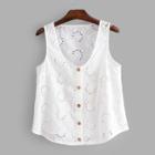 Shein Eyelet Embroidered Button Front Top