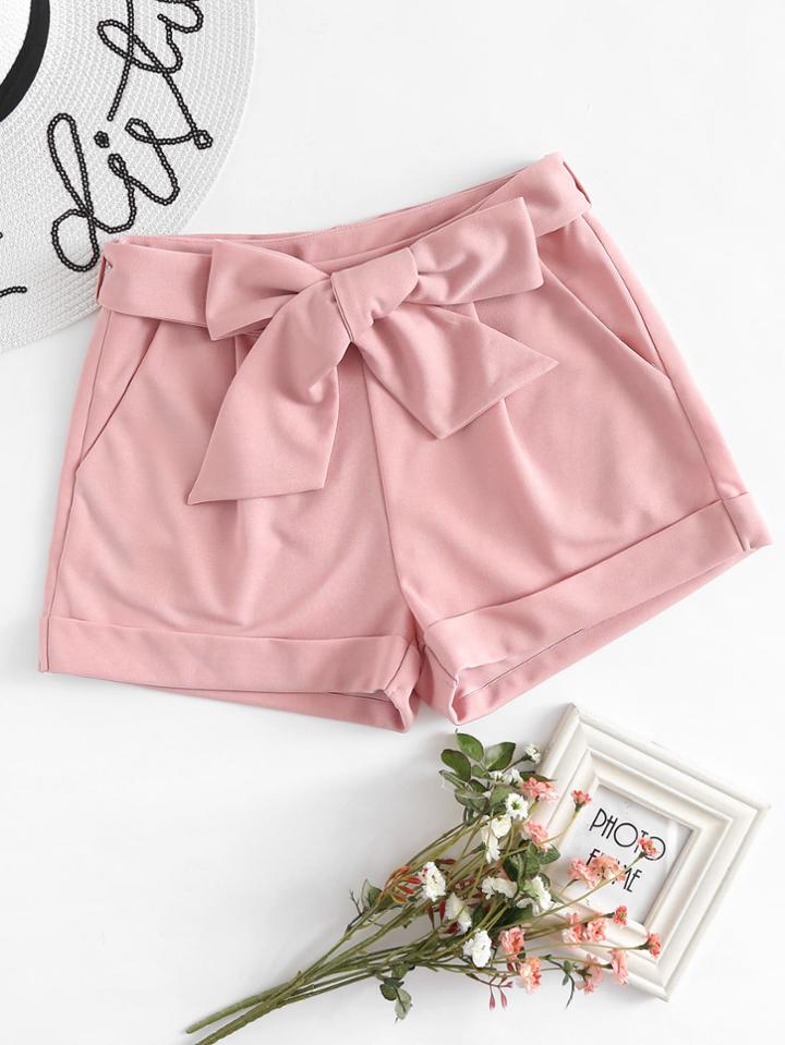 Shein Self Belted Cuffed Shorts