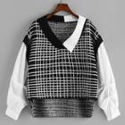 Shein Plus Plaid Collar Jumper