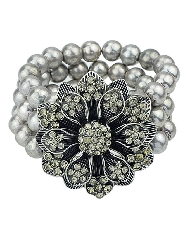 Shein Antique Style Silver Fake Pearl Women Adjustable Bracelet
