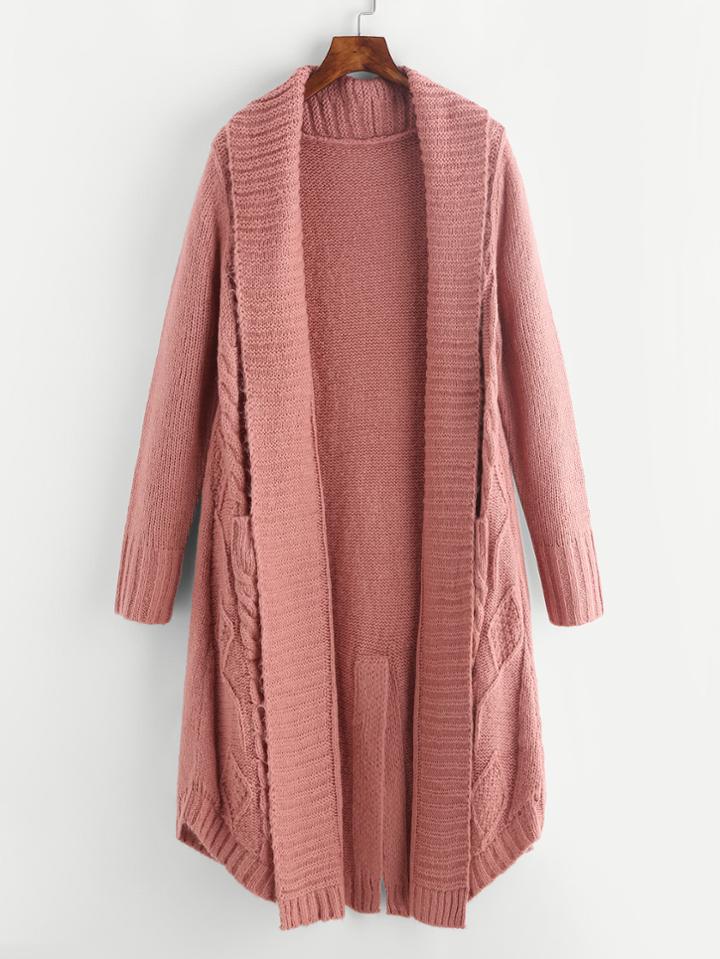 Shein Split Back Ribbed Knit Cardigan
