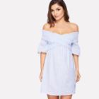 Shein Cross Wrap Shirred Off Shoulder Dress