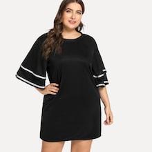 Shein Plus Contrast Binding Tiered Ruffle Dress