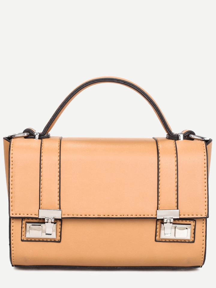 Shein Apricot Dual Pushlock Satchel Bag