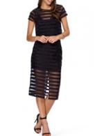 Rosewe Black Mesh Patchwork Top And Skirt Set