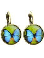 Shein Bronze Imitation Gemstone Butterfly Shape Round Earrings