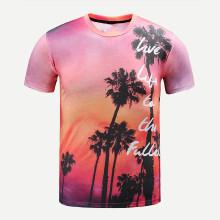 Shein Men Tropical And Letter Print Tee